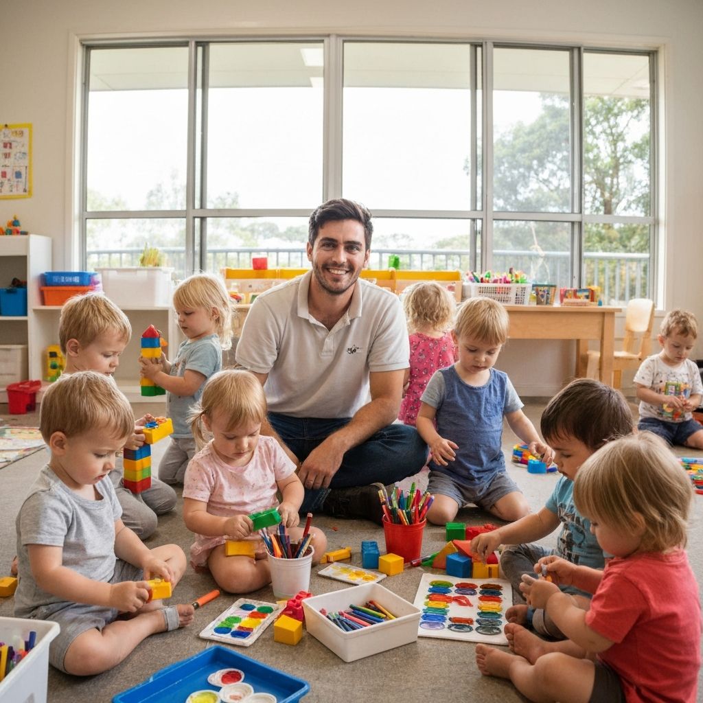 Educator engaging in play-based learning with children at Great Beginnings Byford